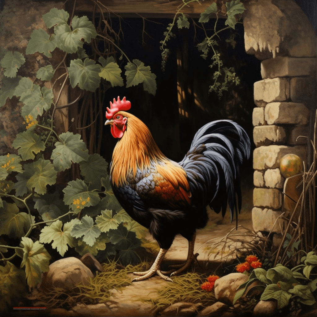 AI generated: Transport yourself to the rugged countryside with this realistic depiction of a chicken in its natur...