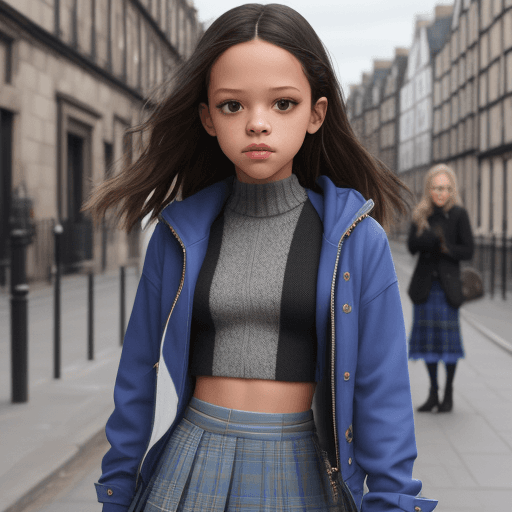 AI generated: Jenna Ortega, Scotland fashion,