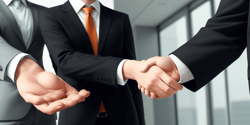 AI generated: Draw two business figures (maybe in suits) shaking hands firmly, signifying a strong bond.