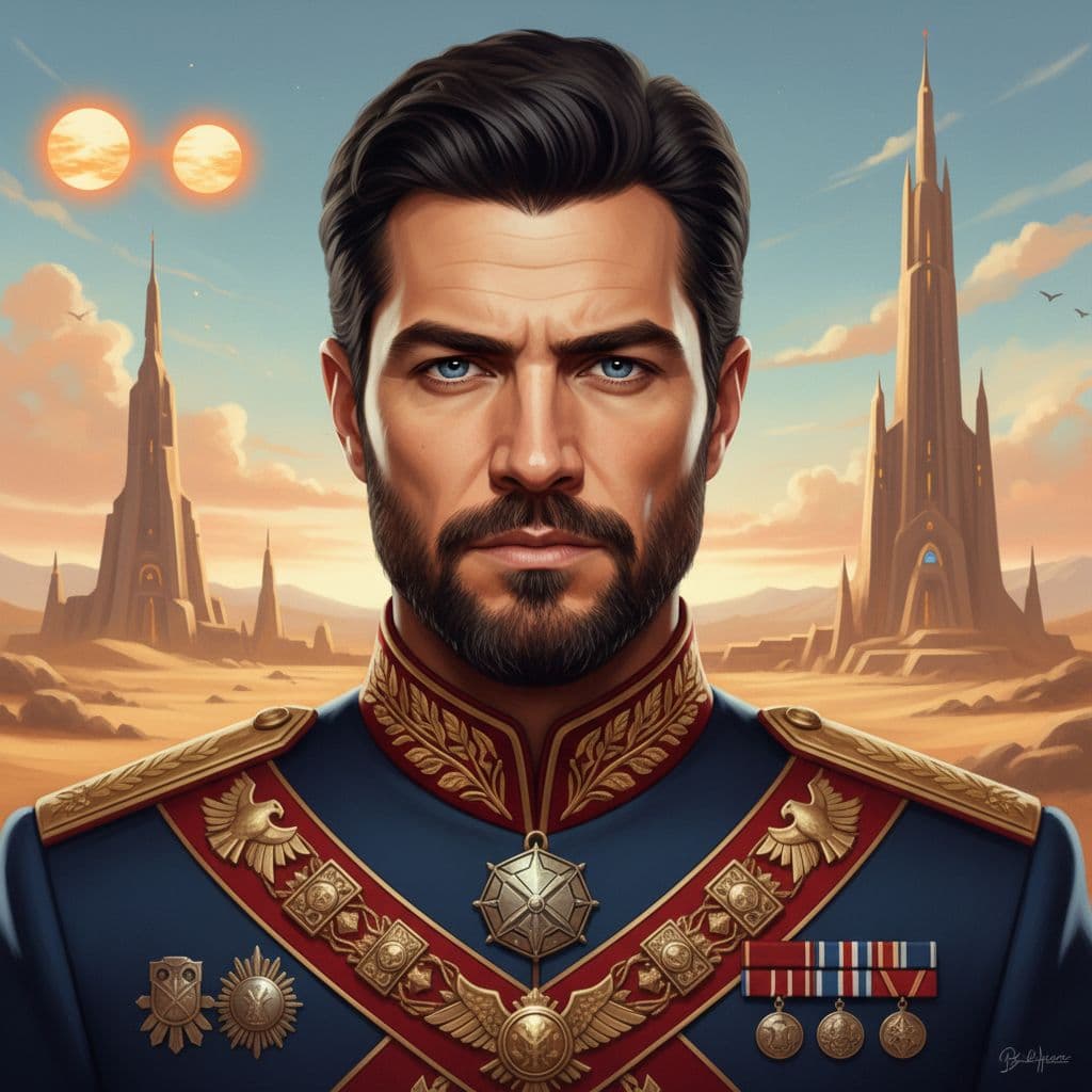 AI generated: Portrait of Paul Atreides , (DUNE, by Matt Griffin, By Frank Herbert:1.2), Elegant , Royal Military ...