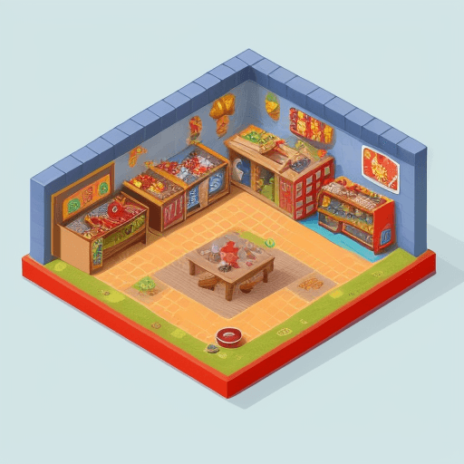 AI generated: Isometric casual game location chilli papper playrix