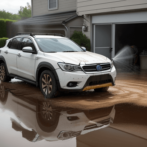 AI generated: Powerful Cleaning: Describe a scene in which a high-pressure washer is effectively removing accumula...