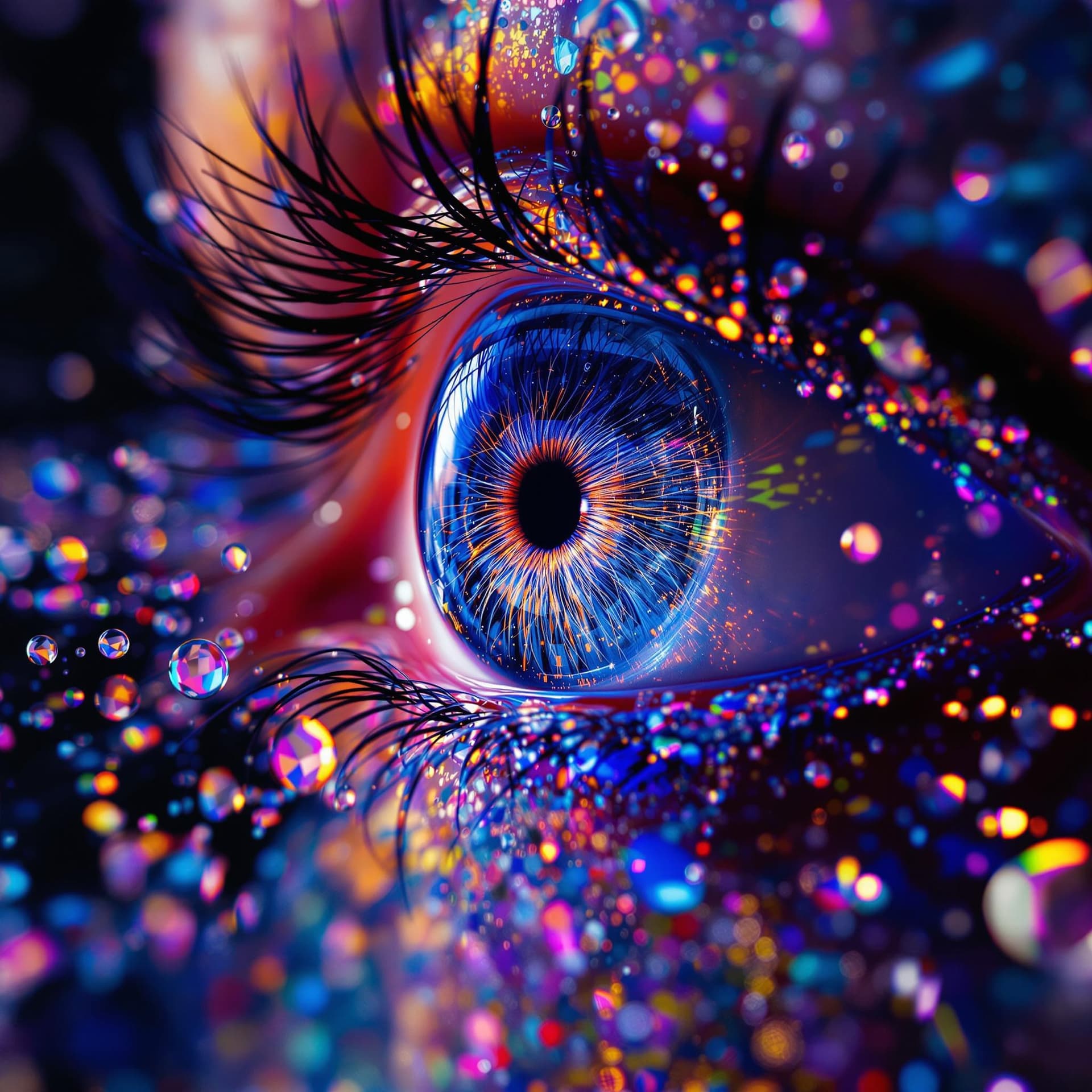 AI generated:  Surreal, psychedelic, trippy. an eye caught in a water drop, in the style of CryEngine, Pegi Nicol ...