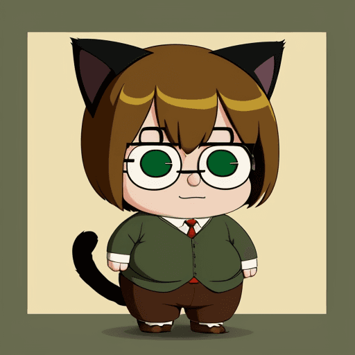 AI generated: Peter Griffin, full body, :3, cat ears, chibi, cat girl, cat tail, solo, slit pupils, masterpiece, b...