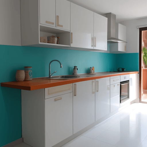 AI generated: una cocina moderna dentro de una sala
