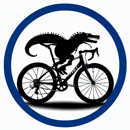 AI generated: Logo of the bike club “Trex”, the picture should show a Trex on a bike in a circle, minimalistic.