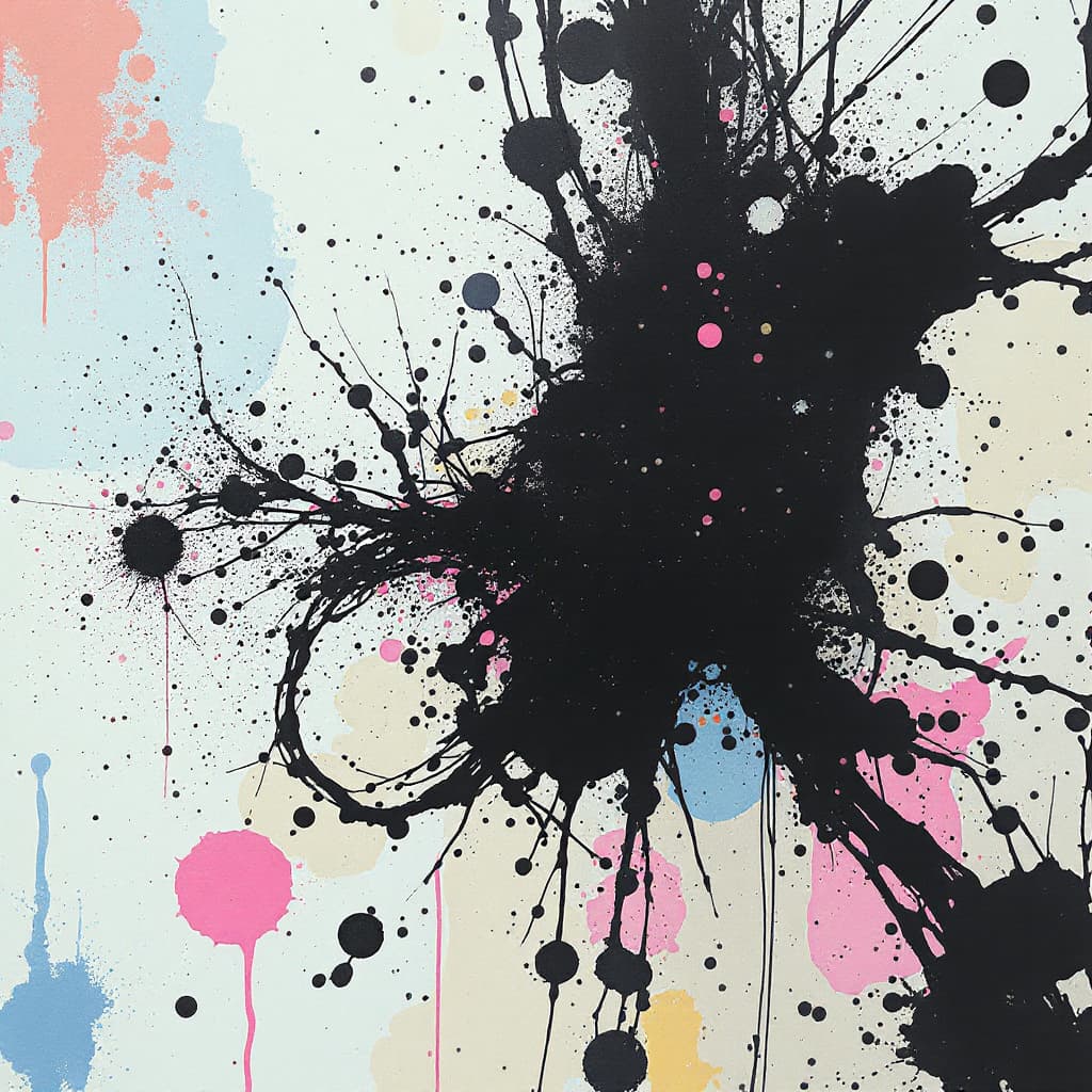 AI generated: abstract minimal ink splatter art