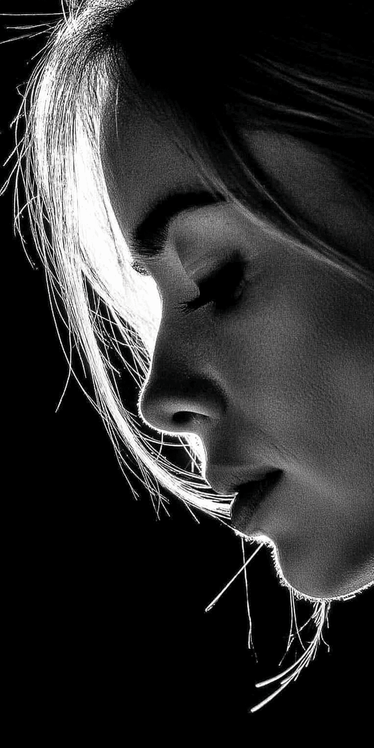 AI generated: Silhouette of a woman's face seen from the side --chaos 75 --ar 1:2 --profile e525pbl --stylize 750 ...