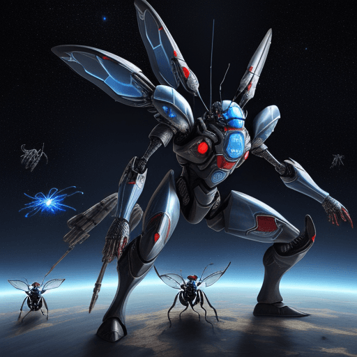 AI generated: 100 unit army, blue ant army group with silver armor invasion the planet, gun fire each other with r...
