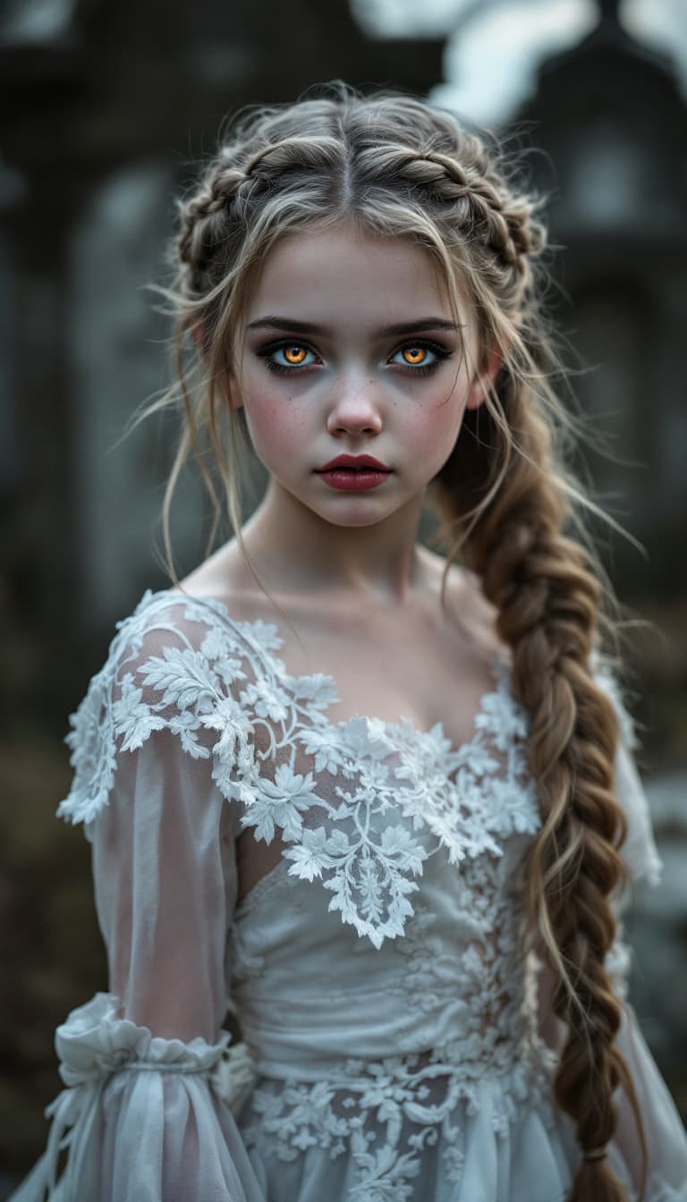 AI generated: a professional photo of a exceptionally of the most beautiful Russian angelic vampire girl in the wo...