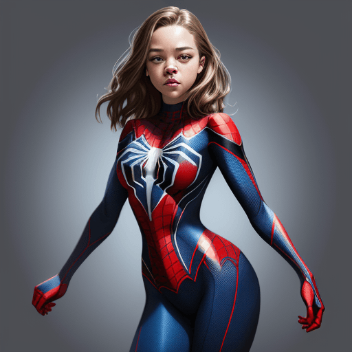 AI generated: sydney sweeney , suit spider-woman , spider-man costume , full body shot , detailed face , detailed ...