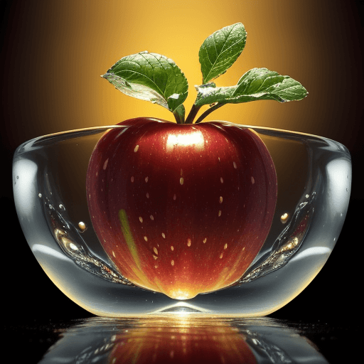 AI generated: fruit and vegetable sunday, delicious, glistening, sauce,  clear water pouring over a delicious appl...