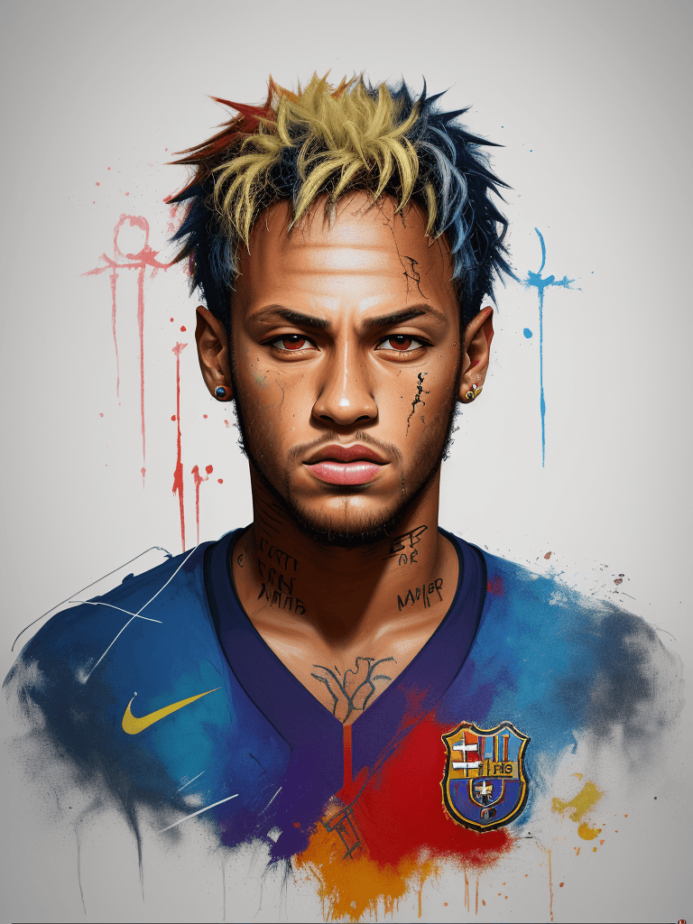 AI generated: painting, abstract painting, portrait, neymar, art, detail, high quality, hd, 4k, 8k, epic, pixar, 3...