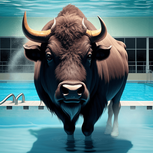 AI generated: buffalo in a pool