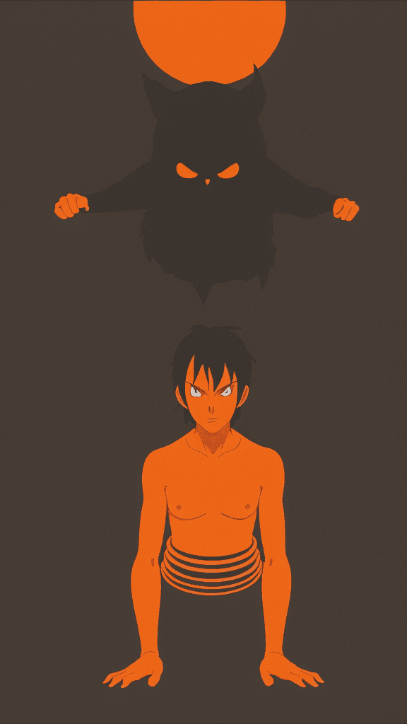 AI generated: evil Studio Ghibli 16k4d rfktrstyle"orange In a paranoid  pose in a unsettling background" --chaos 4...