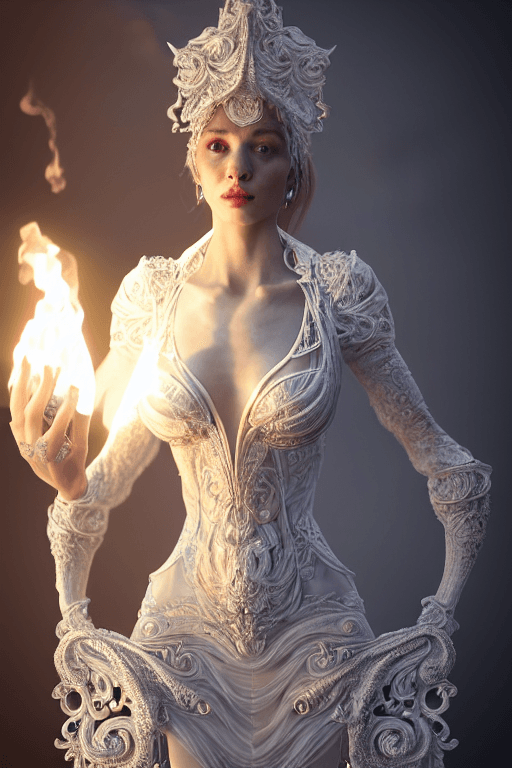 AI generated: portrait of beautiful lady set in fire, morfydd clark, cinematic lighting, photorealistic, ornate, p...