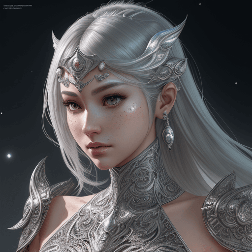 AI generated: Beautiful detailed face, detailed digital illustration, gorgeous, silver_ornatrs_crescent_moon, intr...