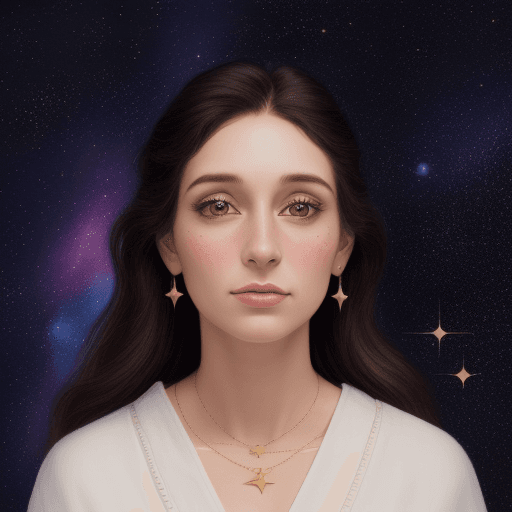 AI generated: 30 year old woman, astrologer, charting, photorealism, masterpiece, starry background, magic