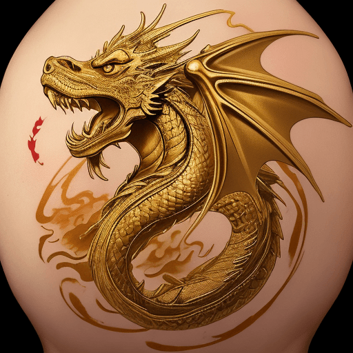 AI generated: Golden Dragon tatoo
