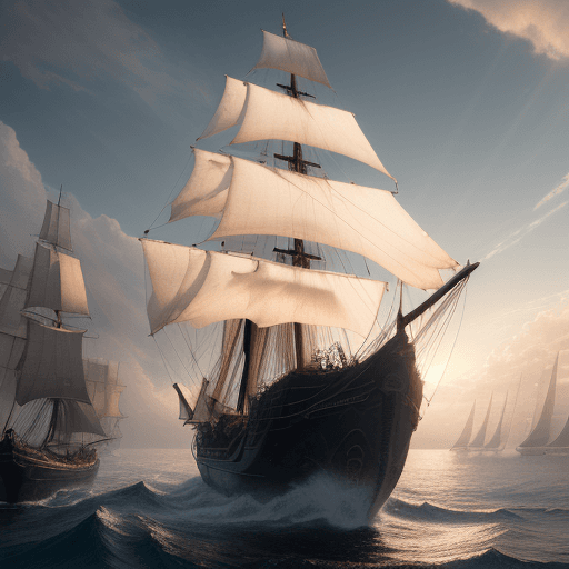 AI generated: Photo of a ultra realistic sailing ship, dramatic light, pale sunrise, cinematic lighting, battered,...