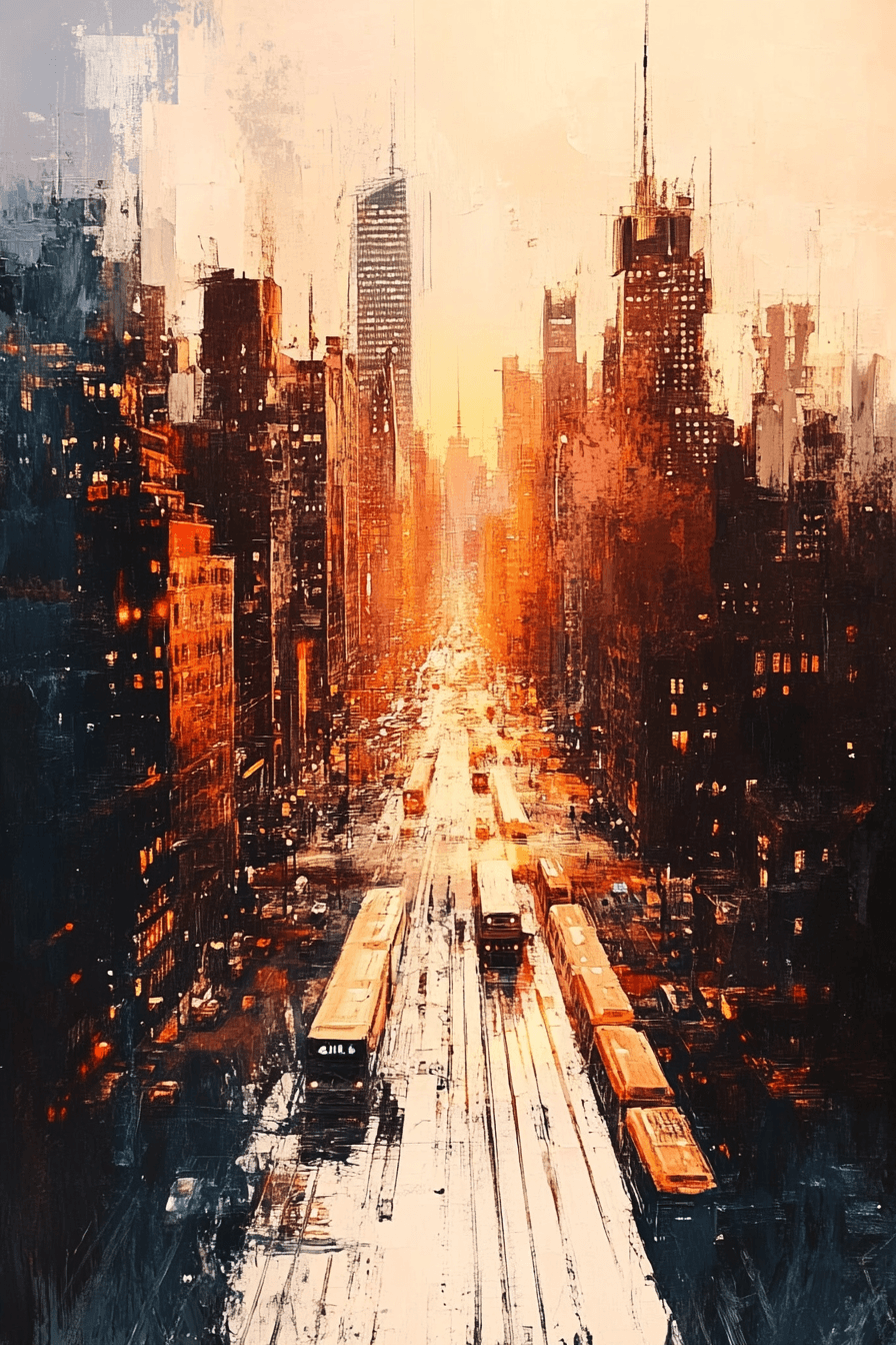 AI generated: a painting of a cityscape done in dry brush style --ar 2:3 --v 6.1