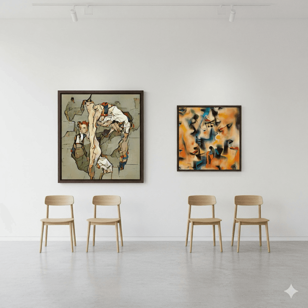 AI generated: one chair on each side facing each other, aspect_ratio 4:5, no watermark