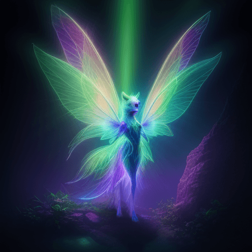 AI generated: fantasy animal made of neon rays, ultra detailed, fairy lighting, photorealistic, bright colors, vol...