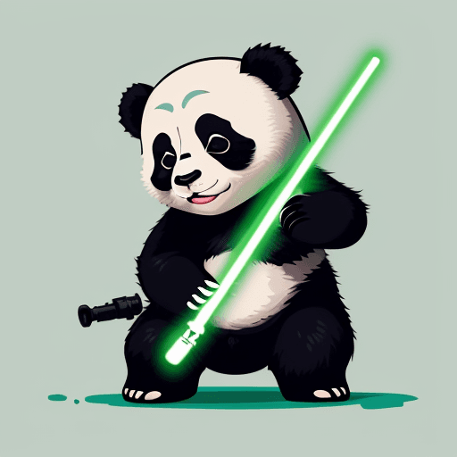 AI generated: A panda playing at the zoo The morning with a lightsaber, Vector art, low contrast, digital art, in ...