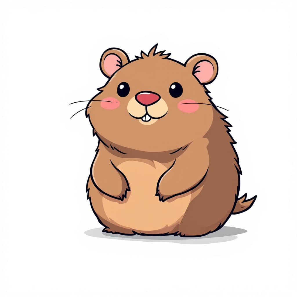 AI generated: Create a playful cartoon character that combines features of a Wombat. The character should have a r...
