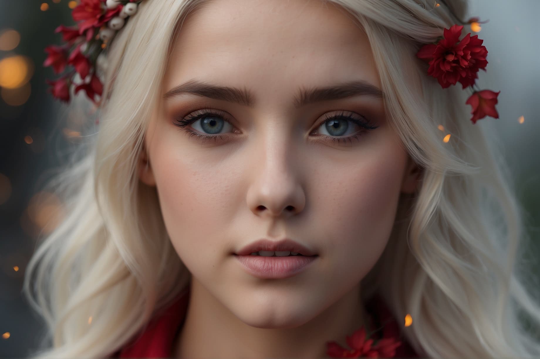 AI generated: full body of {most beautiful Girll} with {White} hair and with cute face and perfect body, soft pale...