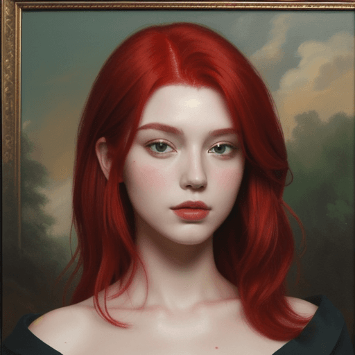 AI generated: zaum, oil painting, portrait of woman with red hair