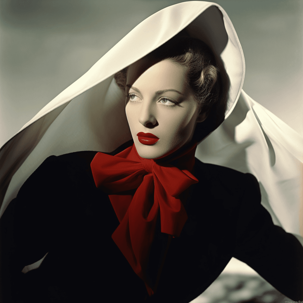 AI generated: high fashion, woman, vogue, 1946 