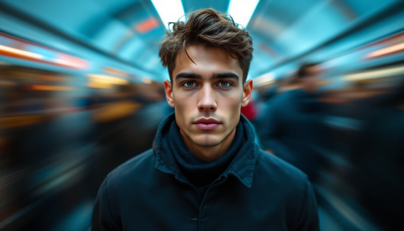 AI generated: Un joven varón de 25-30 años con una apariencia carismática y moderna. Su cabello es corto, ligerame...