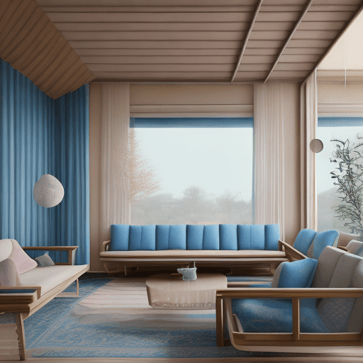 AI generated: High resolution photography interior design, dreamy sunken living room conversation pit, wooden floo...