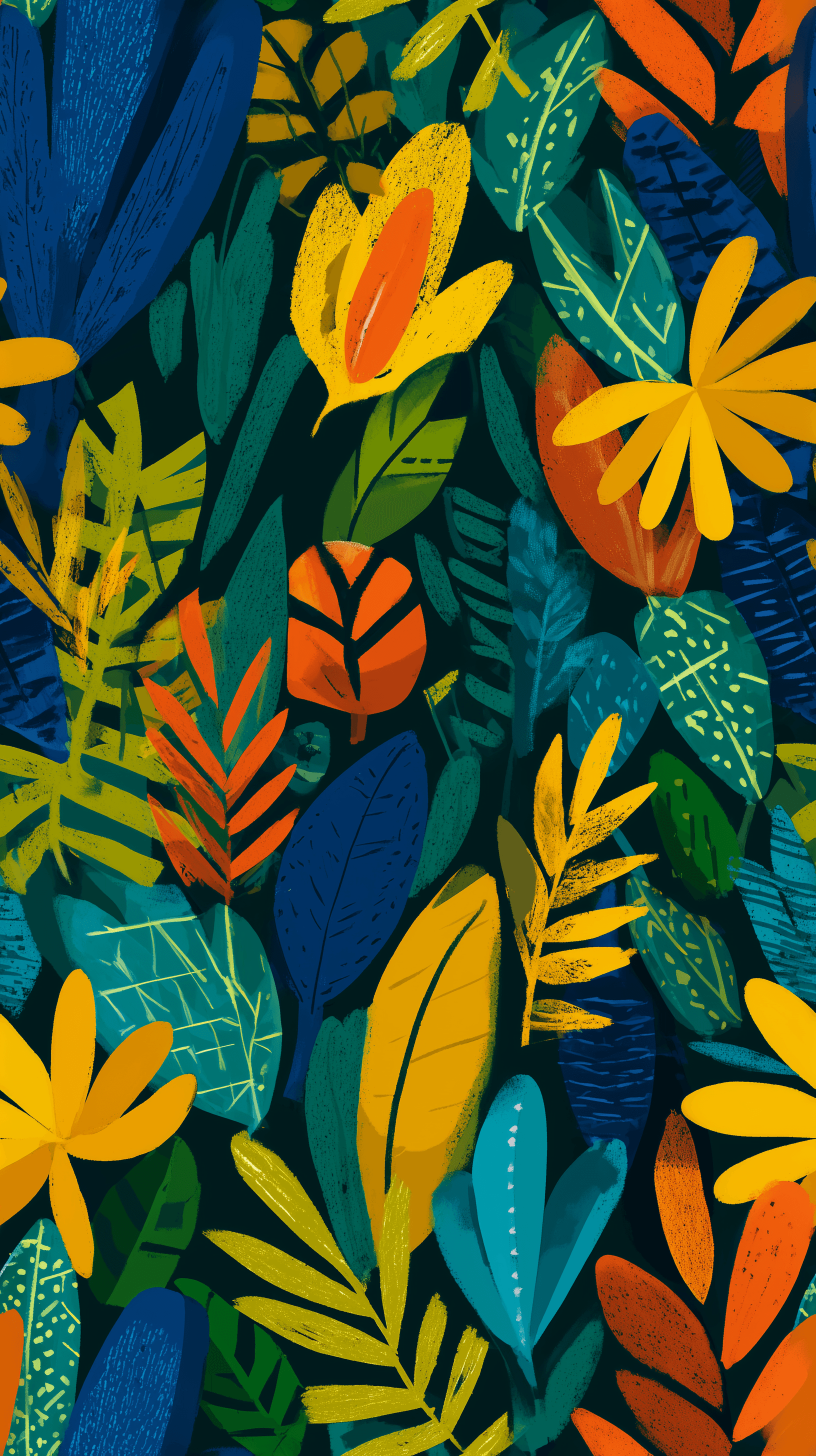 AI generated: pattern illustration, flat fine art, bold, simplify, saturated colors with a touch of warm color pal...