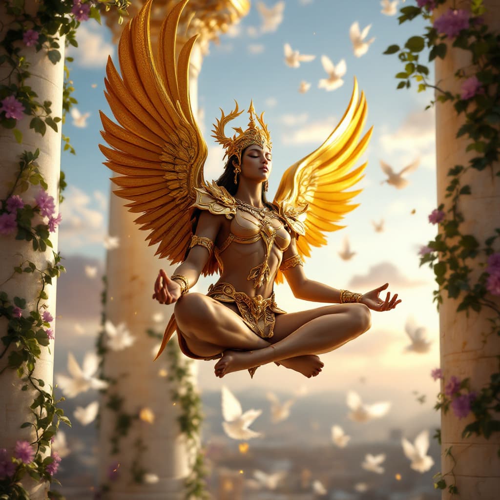 AI generated: Pixar style 3D rendering, ultra HD, 16:9 vertical composition, cinematic lighting. 
Virgo Gold Saint...
