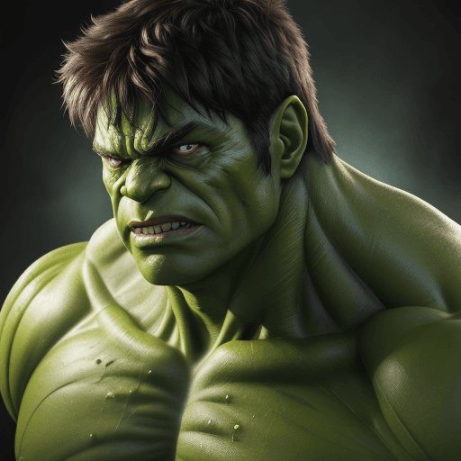 AI generated: Hulk with human skin, 4 k ultra HD 