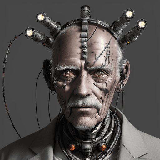 AI generated: The image features a 100 years very old man with a unique appearance, wearing a headpiece that resem...