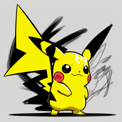 AI generated: pokemon pikachu, active pose, anime, scetch, nvinkpunk, abstract brush strokes, heavy lines, HDR Neo...