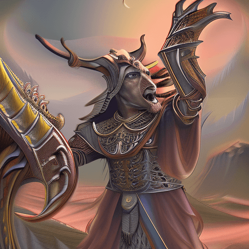 AI generated: goat warrior wearing viking armor, beautiful, highly detailed and intricate, hypermaximalist, ornate...
