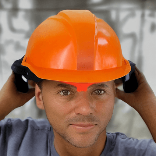 AI generated: planet earth with orange work helmet 
