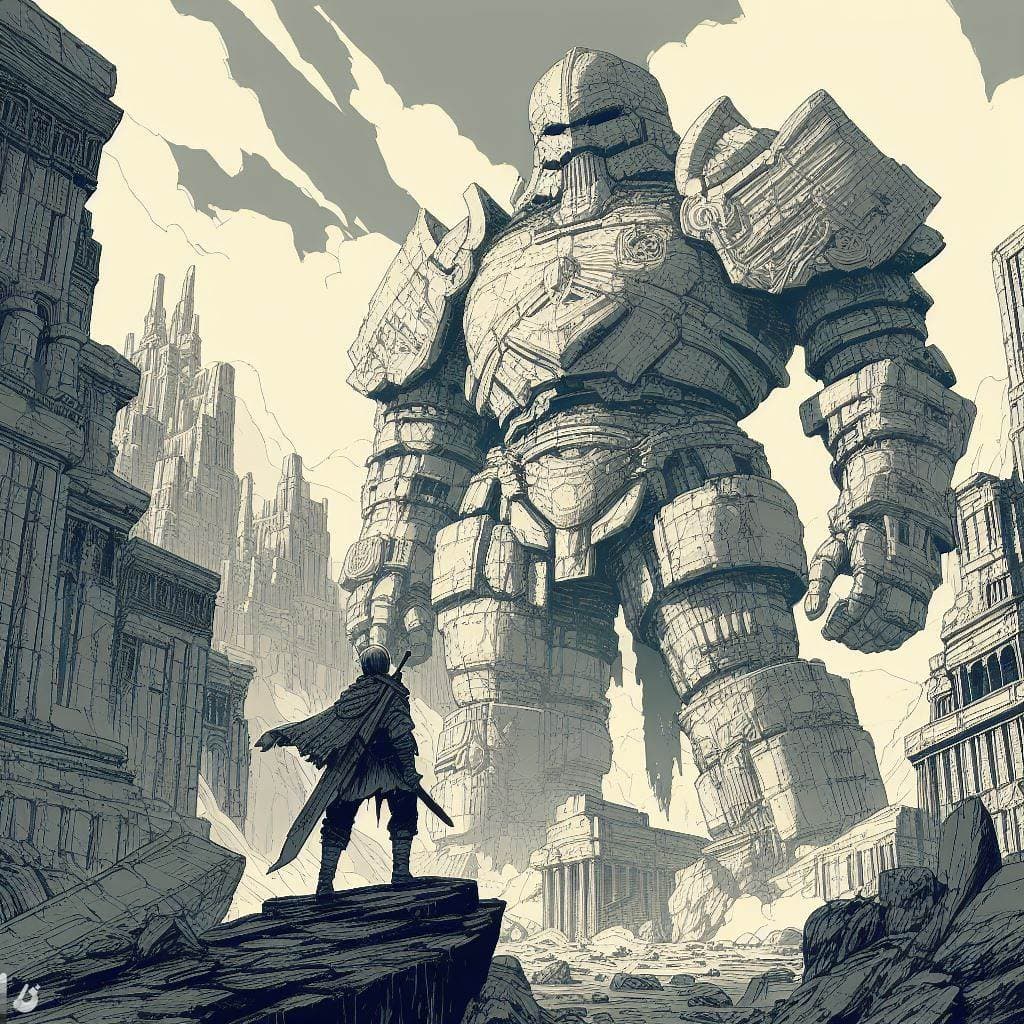AI generated: digital art, best quality, detailed, manga style, sharp solid manga lines, epic scenery, gigantism, ...