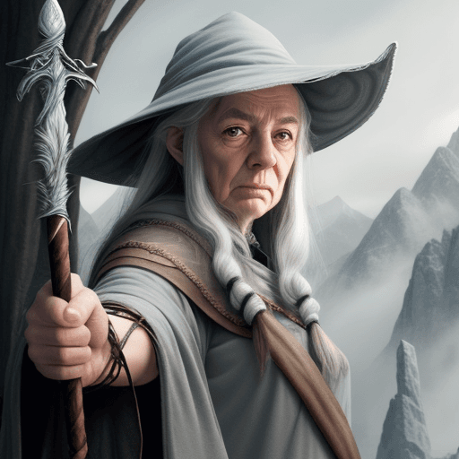 AI generated: female gandalf, female, big
