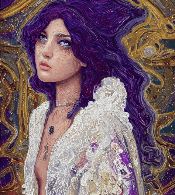 AI generated: Oil painting, high resolution 8k, Pollock master painter, Byzantine artwork, 
young lady close up , ...