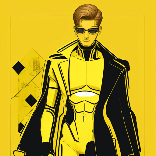 AI generated: illustration, men, three, yellow, outlines --ar 9:16