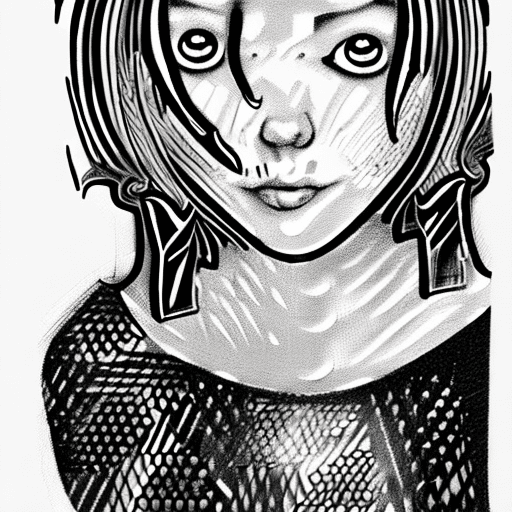 AI generated: black and white drawing of a girl , in the style of horror manga, bill sienkiewicz, animated gifs, y...