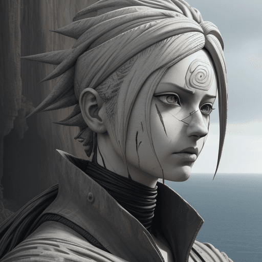 AI generated: art statue in cliffs, naruto and sasuke in the style of realistic hyper-detailed portraits, cryengin...