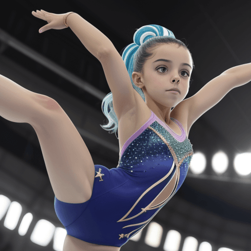AI generated: dubújame un mallot de gimnasia ritmica con una incrustaciones de brillantes en el lateral derecho