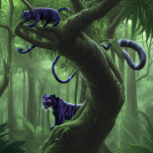 AI generated: panther tree jungle 