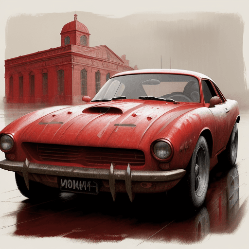 AI generated: red race car, in the style of sam spratt, historical illustrations, old masters, genndy tartakovsky,...